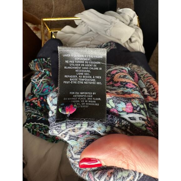 MAUVE by Anthropologie Women's Cut Blue Paisley Long Sleeve Midi Sleeve Size M - Picture 10 of 10